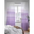 thumbnail image 3 of Sheer Curtains 84 Inches Long 2 Panels Set for Living Room, Purple White Ombre Semi Sheer Curtains for Windows, Modern Romantic Gradient Stripes Voile Window Treatments Rod Pocket Curtain, 3 of 7