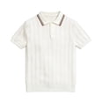 thumbnail image 4 of Men's Knit Ribbed Short Sleeve Open V-Neck Collared Polo Shirt, Casual Slim Fit Top, Breathable Textured Knitwear for Smart Casual Style and Everyday Wear White a XL, 4 of 6