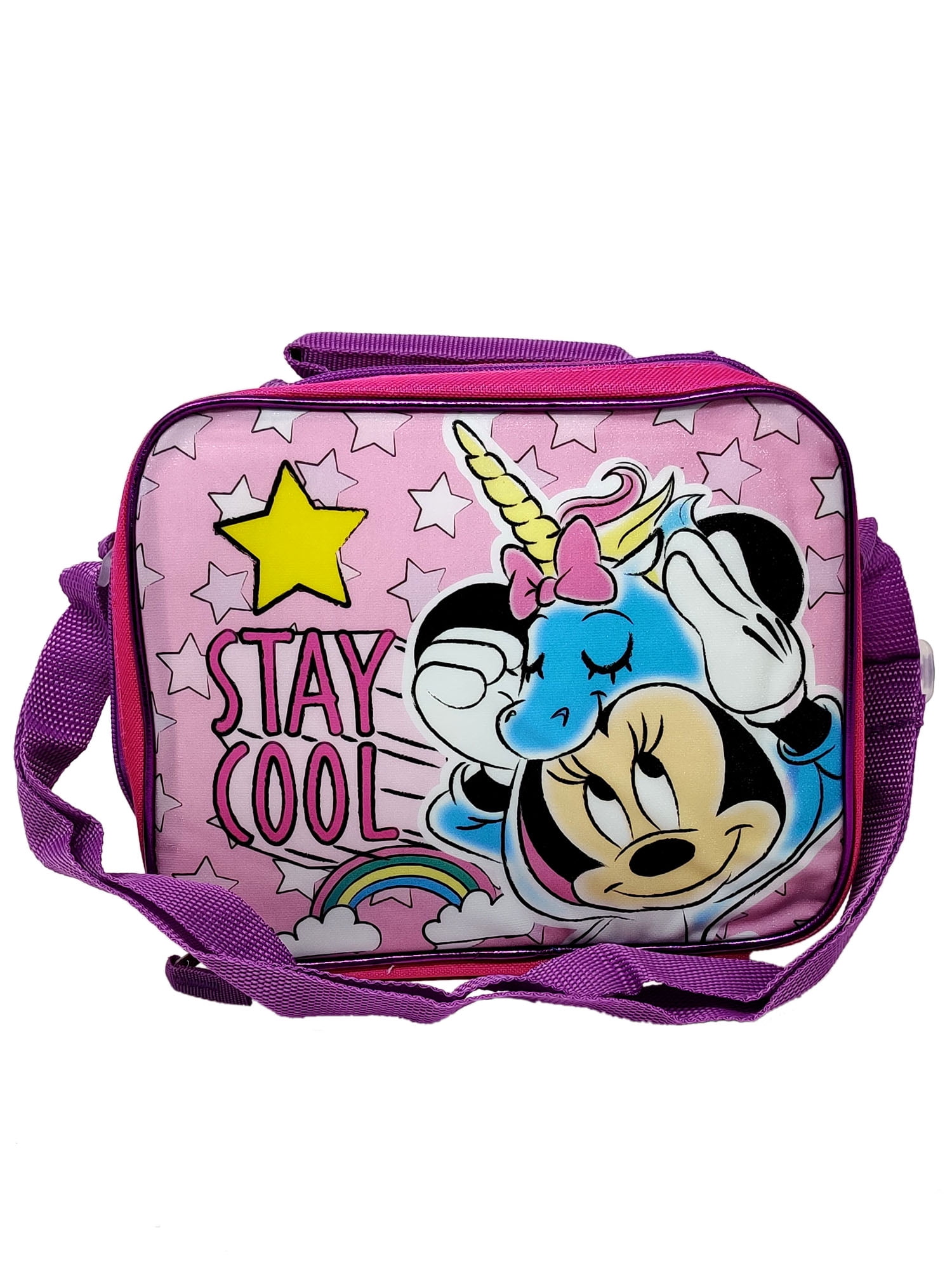 Minnie Mouse Unicorn Children's Character Insulated Lunch Bag with Shoulder Strap & Mesh Side Pocket 