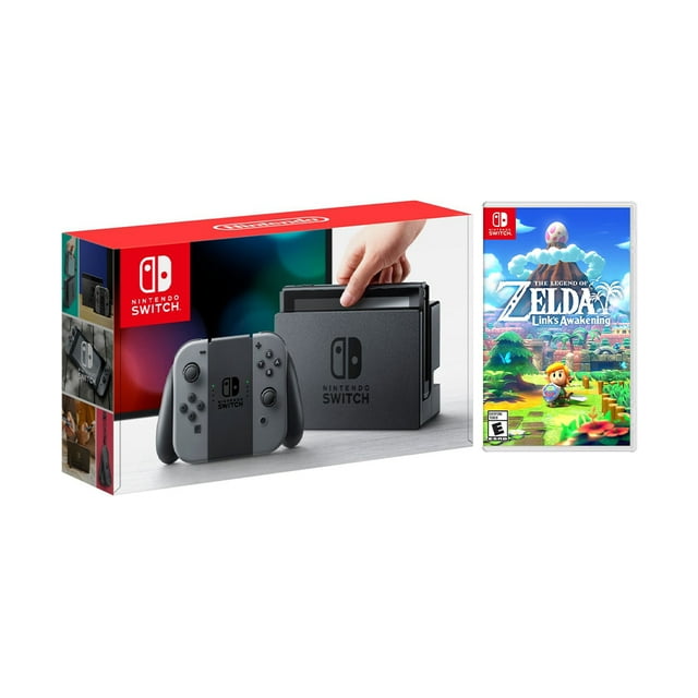 Nintendo Switch Gray Joy-Con Console Bundle with The Legend of Zelda: Link's Awakening NS Game Disc - 2019 New Game!