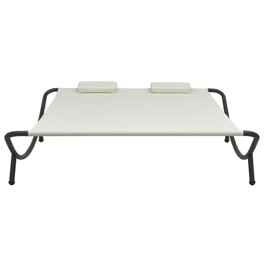 Veryke Outdoor Patio Chaise Lounge Bed with Pillows in Cream White