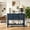 Navy Blue + Pine, variant on AUU 46" Solid Wood Retro Sideboard Console Table, 2 Drawers & Cabinets with Bottom Shelf, Storage Buffet Server for Living Room Kitchen Dining Room