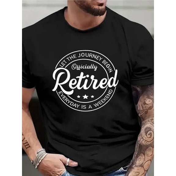 Velto Men's Retirement Celebration T-Shirt - "Retired" Geometric Print, Breathable Cot All Size S-5XL