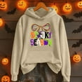 thumbnail image 2 of Hoodies Women Trendy Halloween Hoodies Pullover Sweatshirt Long Sleeve Streetwear Hooded Sweatshirt Women Khaki L, 2 of 4