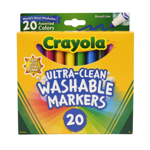 Crayola Ultra-Clean Washable Broad Line Markers, 20 Ct, Back to School Supplies, Classic Colors, Classroom Must Haves, Gifts for Teachers and Kids, Ages 3