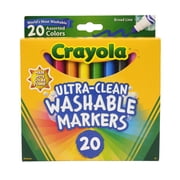 Crayola Ultra-Clean Washable Broad Line Markers, 20 Ct, Back to School Supplies, Classic Colors, Classroom Must Haves, Gifts for Teachers and Kids, Ages 3+