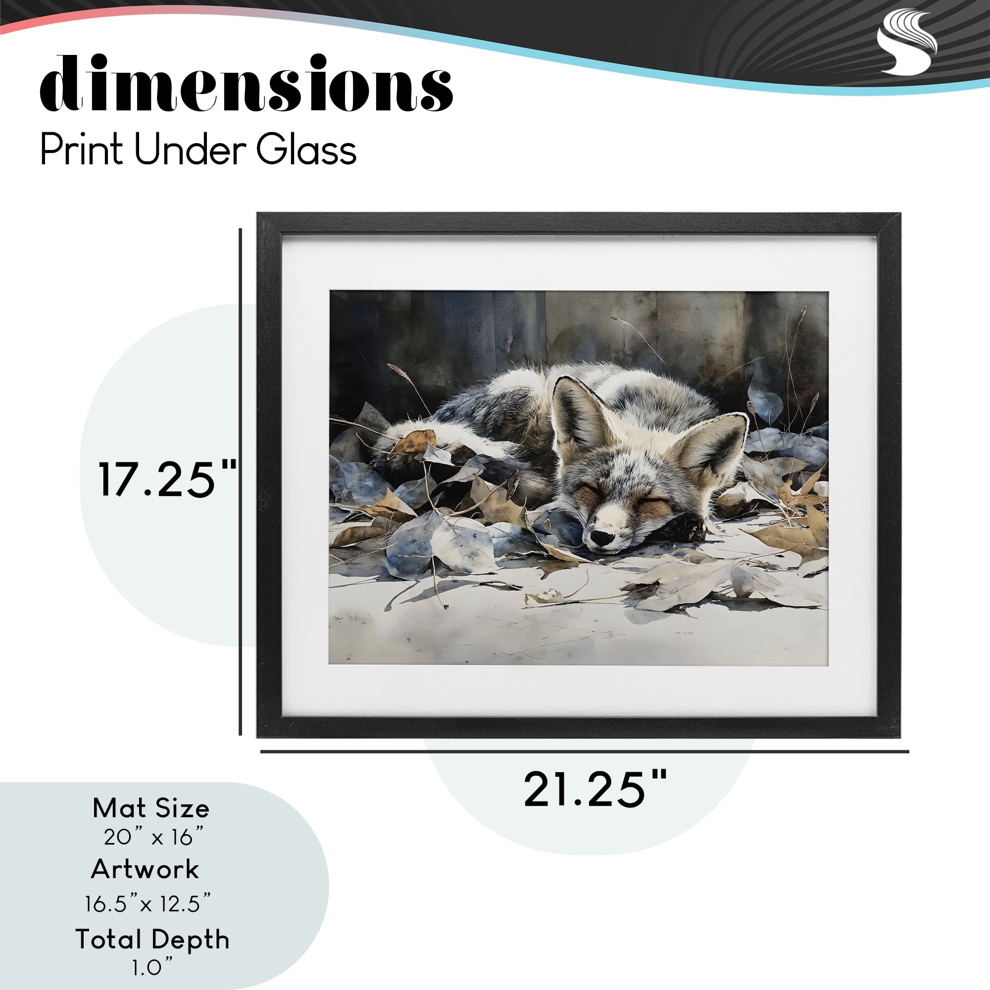 Stupell Industries Blue Fox Resting Among Leaves Black Framed Print Under Glass, design by Franklyn Gregory
