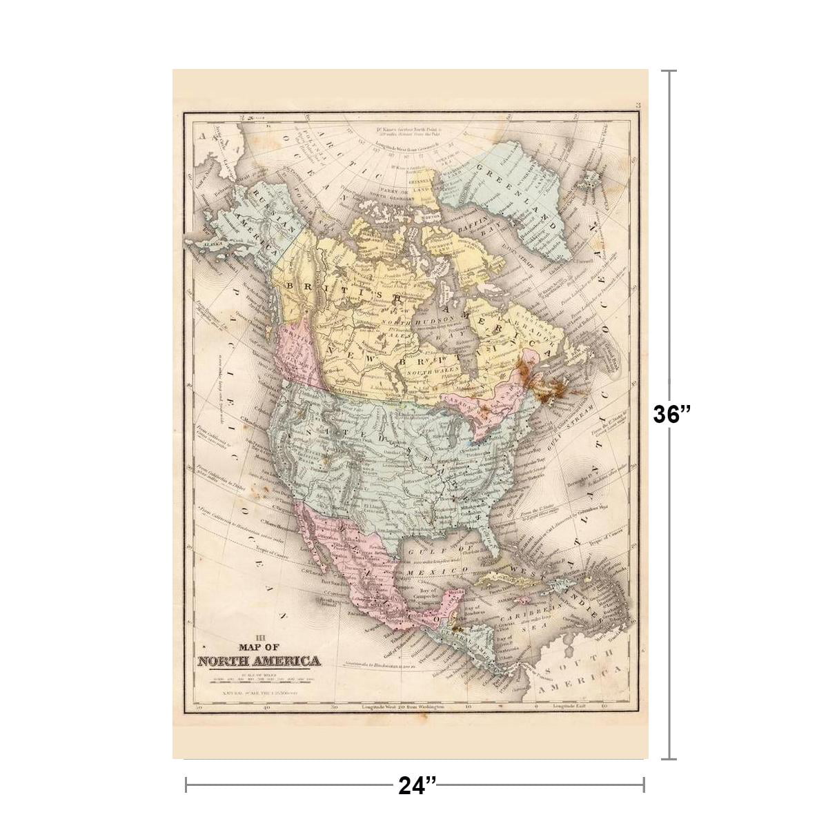 Antique Map of the USA Poster 24x36" United States replica map print 