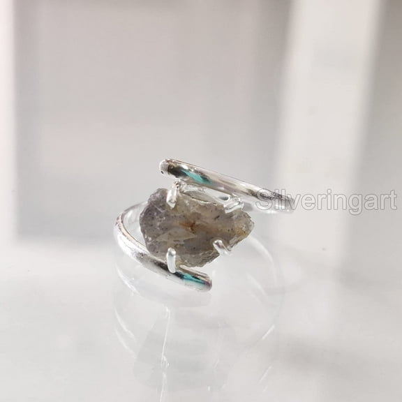 Natural Labradorite Ring, Rough Labra Gemstone Ring, Birthstone, Cross Prong Band, 925 Sterling Silver, Womens Ring, Christmas, Thanksgiving, Handmade, Statement Jewelry, Rough Gemstone Jewelry