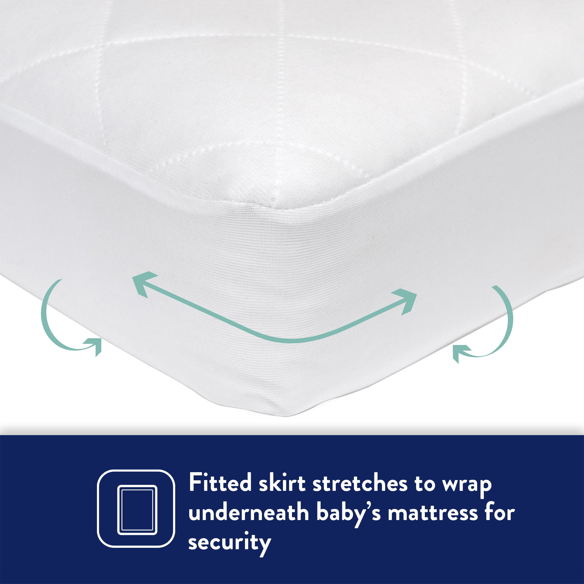 Kolcraft Waterproof Fitted Crib and Toddler Mattress Pad, White Baby Mattress Protector, 52x28