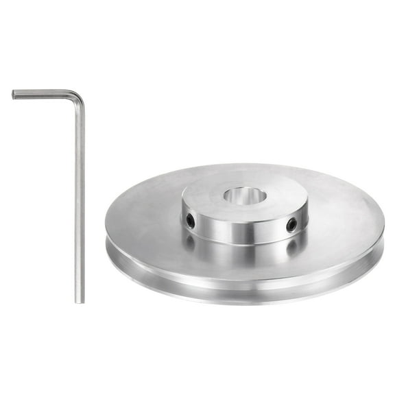 V-Type Pulley 15mm Bore 100mm Outer Dia Single Groove Aluminum Alloy for 6mm PU Round Belt with Installations