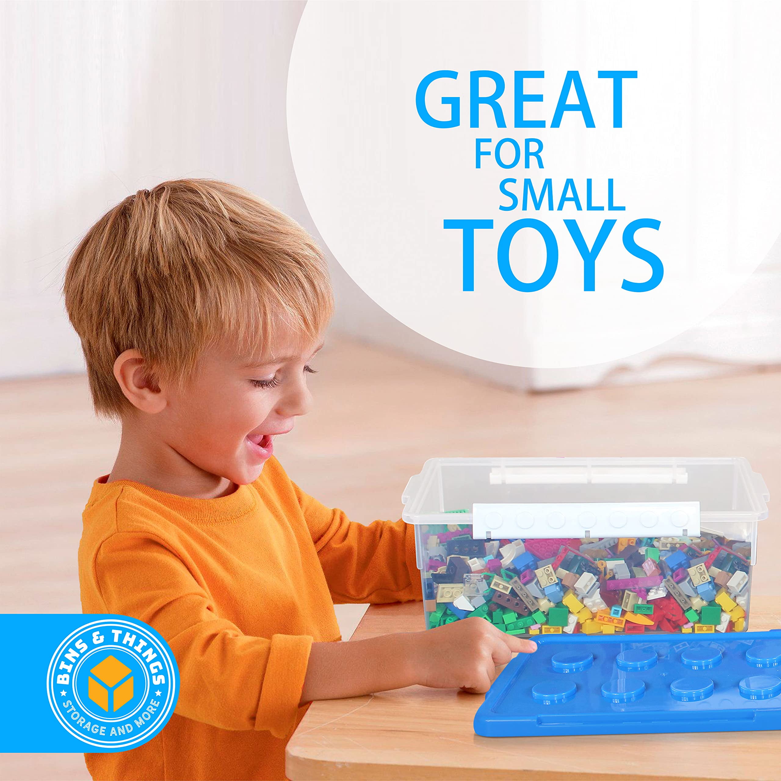 Bins & Things Toy Organizers and Storage Set of 2 large and small stackable storage bins - Clear toy storage bin- Lego organizers and storage for Barbie Dolls, Hot Wheel toy bins for kids organizer