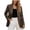 Brown, variant on Women's Faux Leather Blazer,Double Breasted Lapel Long Sleeve Loose Commuter Suit Jacket,2026 Fall Winter Trendy Clothes,Brown Women's S-XXXL