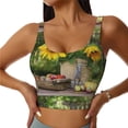 thumbnail image 3 of Goofa Vintage Wooden Bucket Printed Sports Bras for Women, High Impact Running Bra Workout Crop Tank Tops Longline Sports Bra Push up-XX-Large, 3 of 9