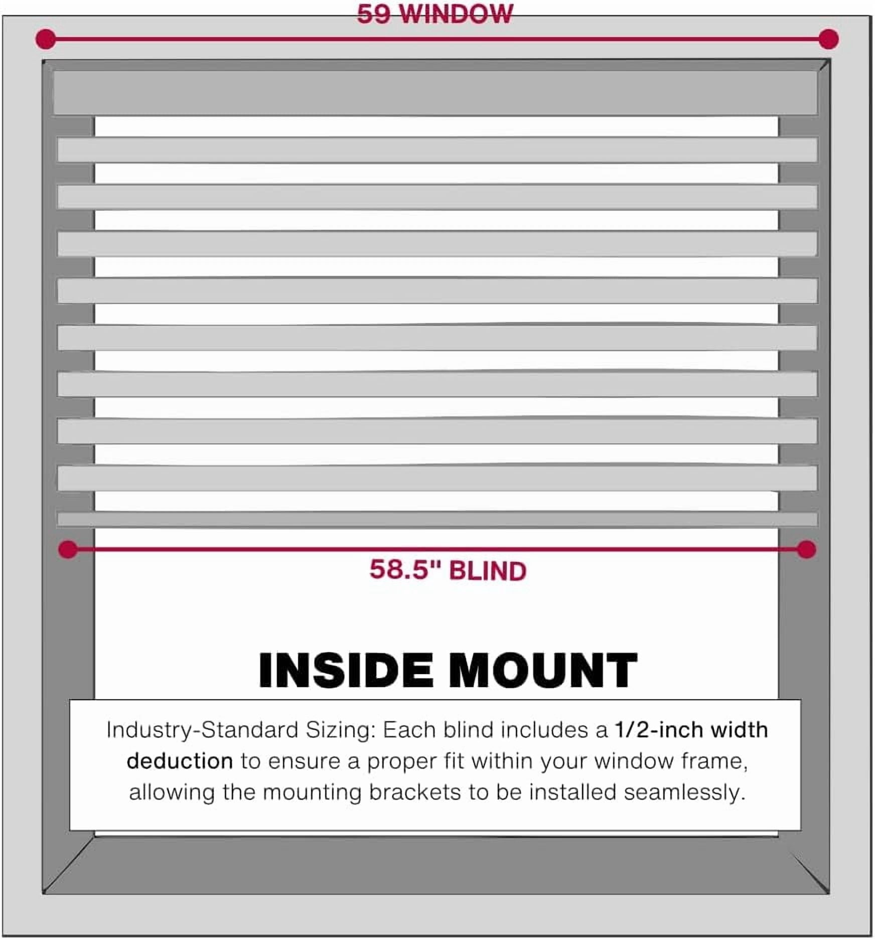 LOTUS & WINDOWARE Cordless Mini Blind, 1" Vinyl Slats, 59" Wide x 60" Long - White, Window Blinds for Home and Office, Interior Door Blinds - Light Filtering