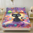 thumbnail image 2 of COEQINE Twin Size 3 Piece Sheet Set, Stay in Place Fade Stain Resistant Cooling Bed Sheets with All Around Elastic Cozy Bedsheet & Pillowcases, Fantasy Cat Planet Galaxy, 2 of 5