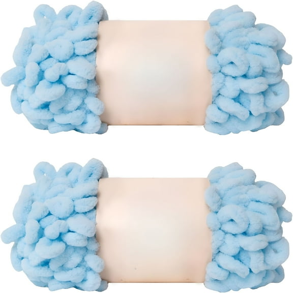 AUQ 2pcs/200g Loop Yarn 100% Polyester Chenille Puffy Yarn,Craft Chunky Finger Knitting Loopy Yarn Soft and Light Material,Perfect for DIY Hand Woven Knitting Crafts Supplies