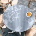 thumbnail image 2 of Blue Striped Round Tablecloth, Fitted Table Cover with Elastic for 55"-60" Round Tables, Modern Simple Farmhouse Beige Vintage Table Cloth Outdoor Indoor Dinning Party Waterproof Tablecloths, 2 of 7