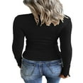 thumbnail image 4 of POINTERTECK T-Shirts Henley à Manches Longues pour Femmes, Ajustés, Col Rond, Tricot Côtelé, Gris Foncé m, 4 of 6