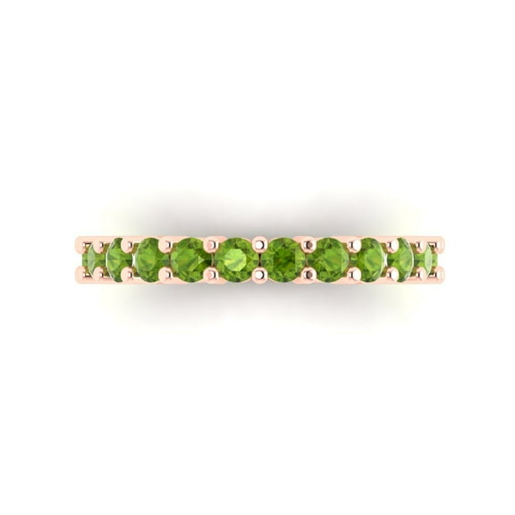 1.44 ctw Wedding Band for Women - 18K Rose Gold Natural Peridot Stackable Eternity Ring