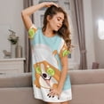 thumbnail image 3 of Lsque Corgi With Towel Ans Slice Cucumber Pattern Nightgowns for Women Sleep Shirts Short Sleeve Nightshirt Pullover Nightdress Soft Sleepwear Relaxed Fit Nightdress, 3 of 6