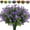 A004- Purple, variant on Artificial Fake Flowers, Magenta Faux Eucalyptus Camellias, 8 Pack Artificial Decorative Flowers, No Fade UV Resistant for Home Wedding Outdoor Garden Vase Porch Centerpiece Arrangement Decoration