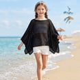 thumbnail image 2 of Landzoo Girls T Shirt Solid Color Loose Batwing Long Sleeve Boat Neck Shirt Summer Open Crochet Knit Cozy Soft Toddler Kids Girls Tees Size 9-10 Years Black, 2 of 8