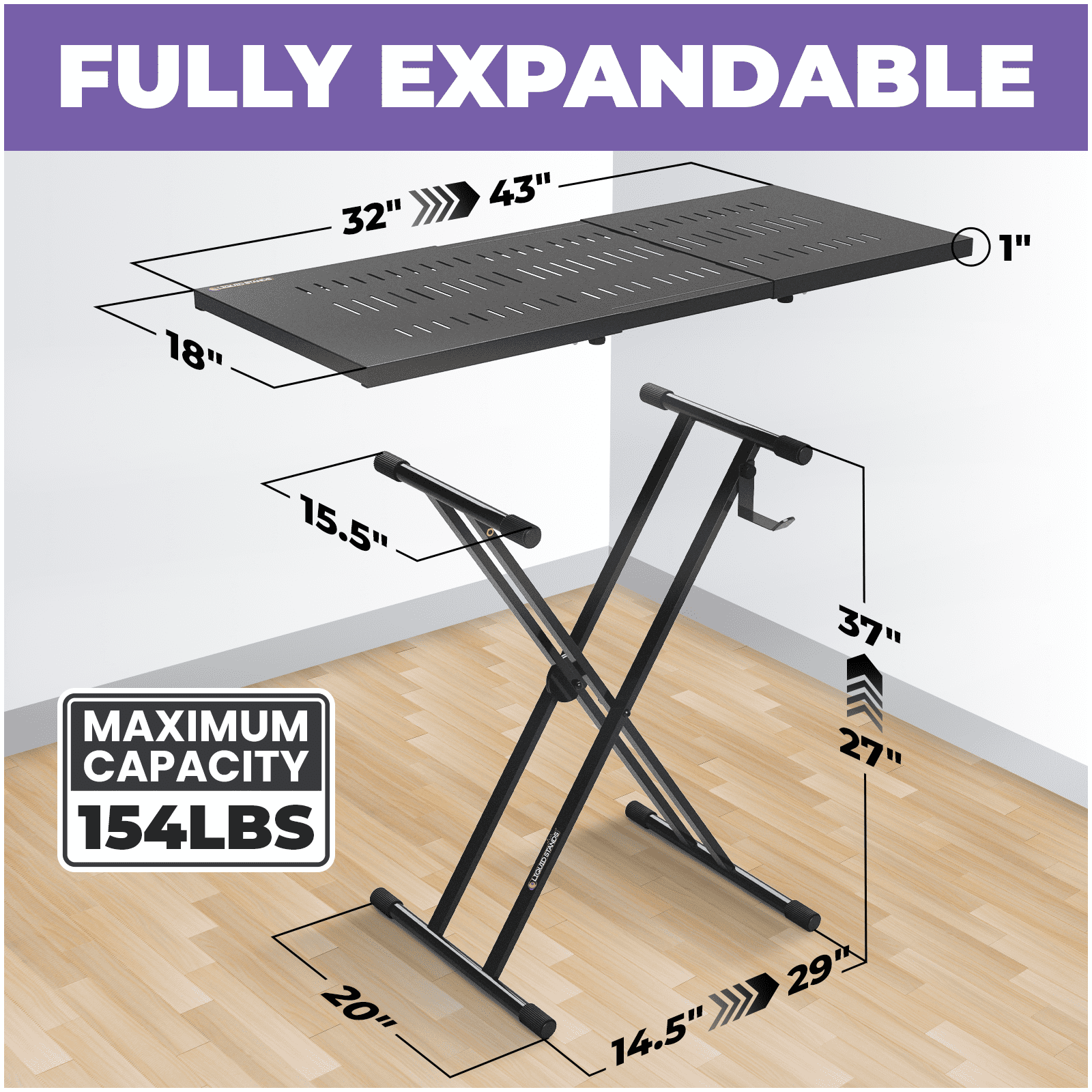 Liquid Stands Expandable DJ Table Stand Portable Audio Mixer Stand - DJ Stand for Laptop & Controller - Midi Keyboard Stand & Synth Stand - DJ Booth Portable X Style Keyboard Stand & Tabletop DJ Desk
