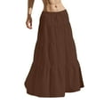 thumbnail image 6 of Women's Plus Size Maxi Skirt High Waisted Pleated A Line Flowy Tiered Long Skirts Light Brown 2XL, 6 of 7
