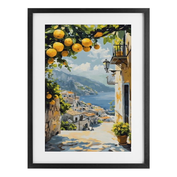 Stupell Industries Lemon Tree Overlooking Coast Black Framed Print Under Glass, design by Creative Studio