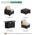 thumbnail image 4 of LazySunsets 7 Pieces Outdoor Wicker Patio Furniture Set, 8 Inch Widened Armrest Rattan Sectional Conversation Sofa with Beige Cushions & Fire Pit Table, All-Weather Backyard Garden Patio Set, 4 of 7