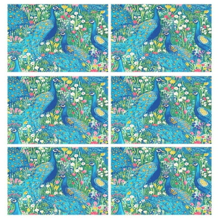 

Regal Peacocks 6-Piece 12x18in Durable Place Mats Heat-Proof and Non-Slip