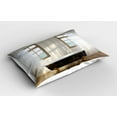 thumbnail image 2 of Ambesonne Retro Pillow Sham 2 Pack, Bathtub in Modern Room, 26"x20", White Black Pale Brown, 2 of 3