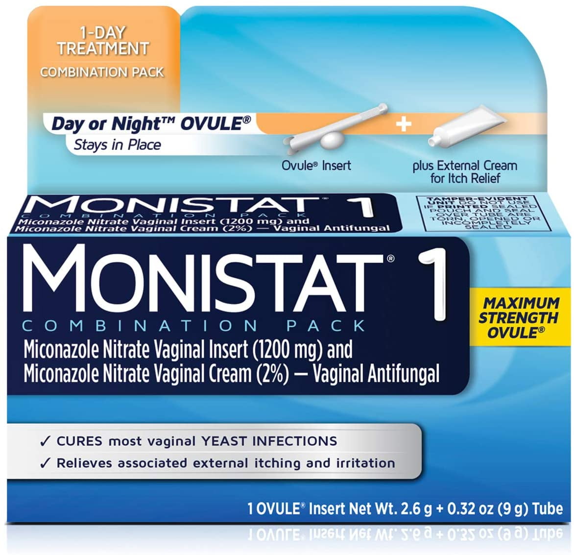 Monistat 1-Day Vaginal Antifungal Cure & Itch Relief Maximum Strength Treatment Ovule Pack of 3