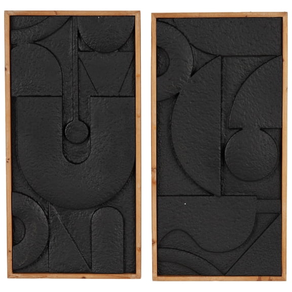 DecMode Black Metal Geometric Wall Decor (2 Count)