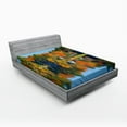 thumbnail image 1 of Ambesonne Landscape Fitted Sheet, Lake House in Autumn, Full Size, Multicolor, 1 of 2