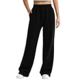 thumbnail image 6 of HomeDM Women's Fleece Sweatpants Wide Leg Elastic Waist Lounge with Pockets Black Wide Leg Baggy Casual Jogger Size 2XL, 6 of 9