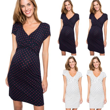 

Tejiojio Maternity/Labor/Nursing Clothing Clearance Women Sleeveless Pregnancy Maternity Dress Dot Print Nursing Breastfeeding Dress