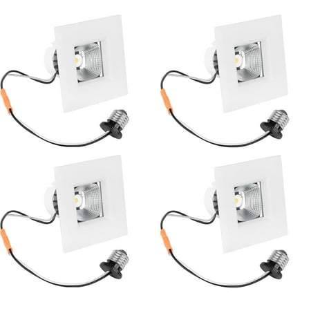 

Rayhil Sonic 4 Inch Square Recessed LED Downlight Retrofit 10W E26 Base 3000K/3500K/4000K Selectable - Pack of 4