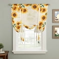 thumbnail image 2 of Summer Sunflowers Tie Up Curtain 63 Inches Long, Farmhouses Retro Yellow Floral Balloon Style Kitchen Window Curtain Over Sink, Small Window Rod Pocket Curtain 46"x63", 2 of 9