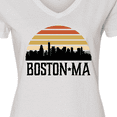 thumbnail image 4 of Inktastic Boston Massachusetts Skyline Sunset Women's V-Neck T-Shirt, 4 of 5