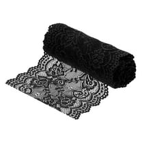 Uxcell 5.9 inch Wide Polyester Floral Pattern Lace Trim Ribbon for Sewing Making Black 5 Yard