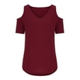 thumbnail image 4 of Aloohaidyvio Tops for Women,Womens Fashion Casual Solid V-Neck Short Sleeve Loose T-Shirt Pullover Tops, 4 of 5