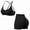 Black, variant on Women's 2 Piece Workout Set, Seamless Padded Halter Sports Bra and High Waisted Biker Shorts