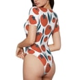 thumbnail image 3 of The Xecao Hand Drawn Tomatoes Women's Crew Neck Body Suit, a short-sleeved bodysuit and basic swimsuit, both comfort and style for dating and daily life, 3 of 9