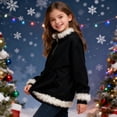 thumbnail image 2 of KAUOD Boys Girls Christmas Fleece Jackets Half Zipper Cute Fuzzy-Lined Hooded Coats Kids Winter Pullover Sweatshirts Clothes, 2 of 8
