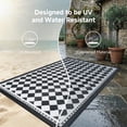 thumbnail image 4 of BERTHMEER 8'x10' Large Outdoor Rugs Waterproof Plastic Rugs Checkered Patio Rugs Straw Rugs Camping Rugs, Porch,Deck Rugs, RV Rugs for outside, Black & White, 4 of 5