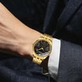 thumbnail image 5 of Men's Luxury Analog Quartz Gold Wrist Watches Business Stainless Steel Band Dress Wrist Watch Classic Calendar Date Window 3ATM Water Resistant, 5 of 8
