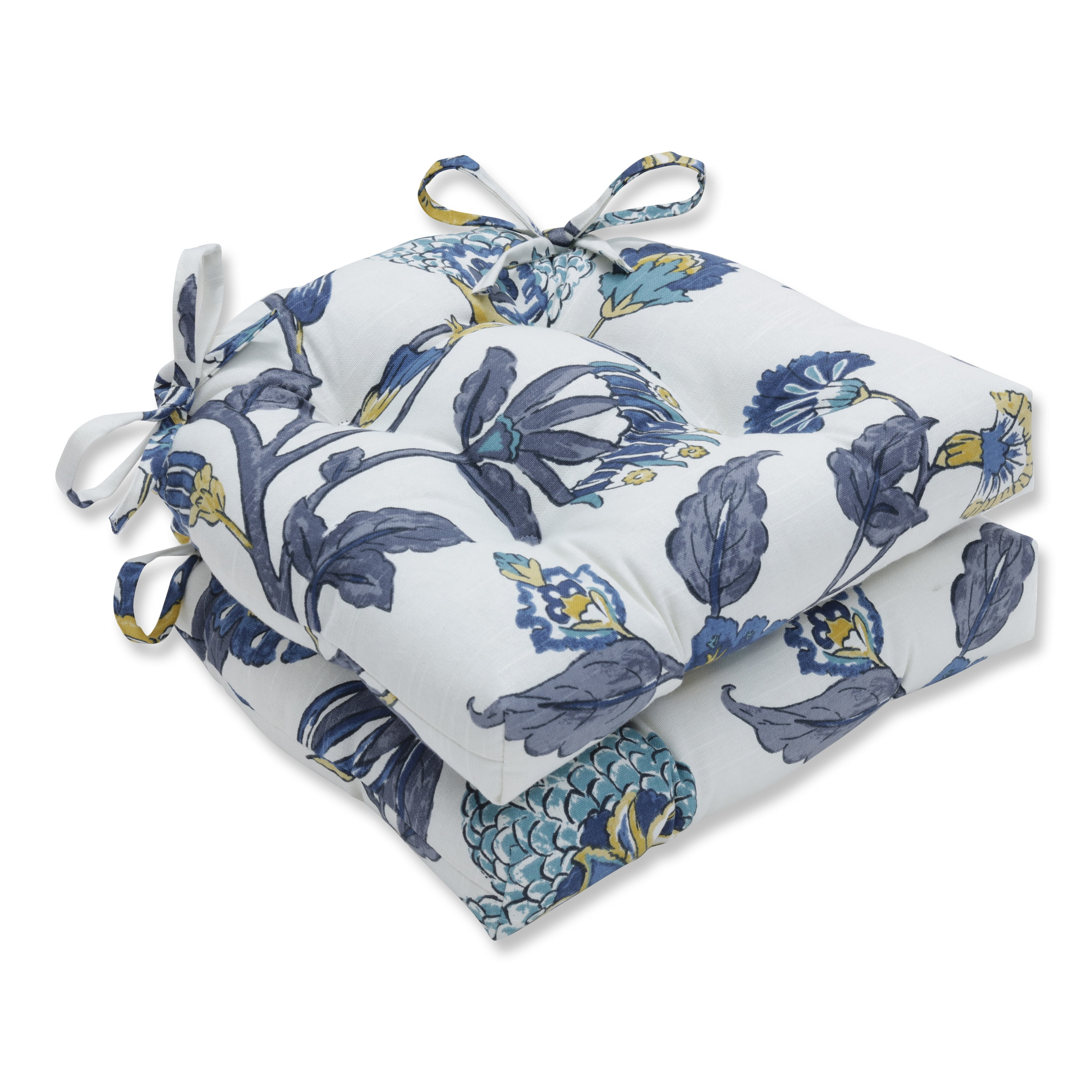 Pillow Perfect Auretta Floral 16 x 15.5 in. Indoor Dining Chair Cushion