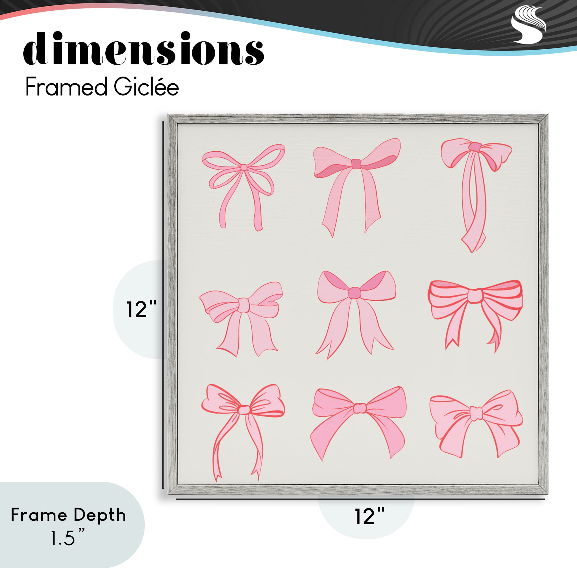 Stupell Industries Pink Coquette Ribbons Gray Framed Giclee Art, design by Emily Navas